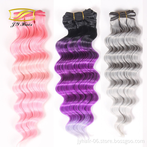 gray hair weave Synthetic hair extensions gray Ombre color gold synthetic hair